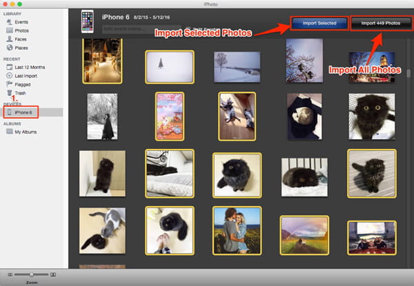 Importer bilder fra iPhone til Mac via iPhoto