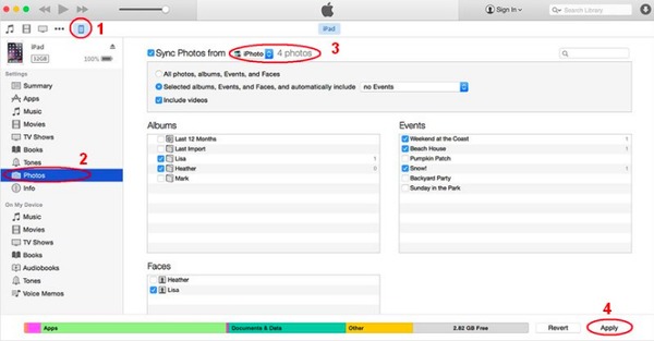 Перенос фотографий iPad на Mac с помощью iTunes