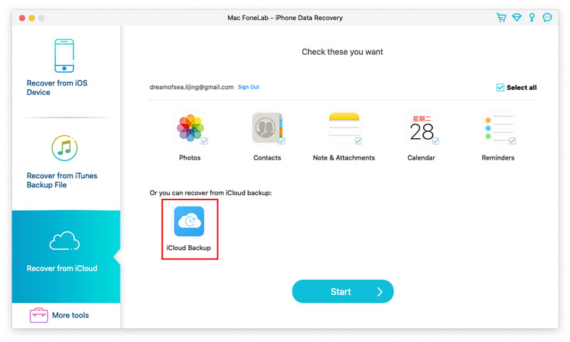 Fonelab Scan iCloud Резервное копирование