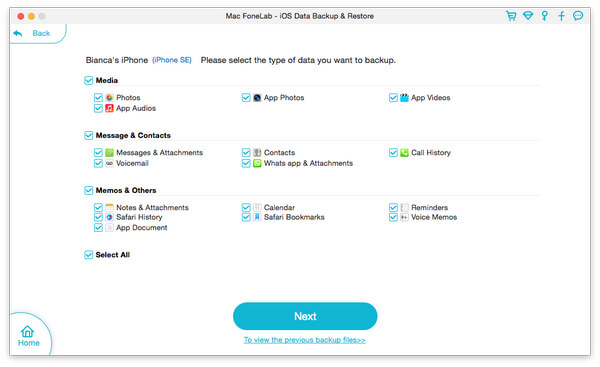 Fonelab Select Data Type