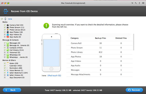 Interface of Mac Fonelab