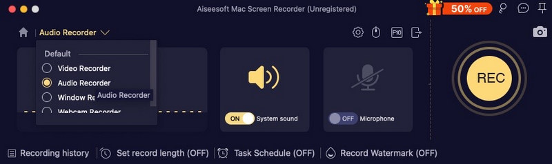Επιλέξτε Audio Recorder Mac