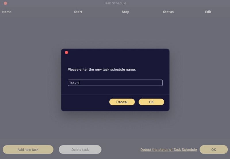 Name New Task Schedule
