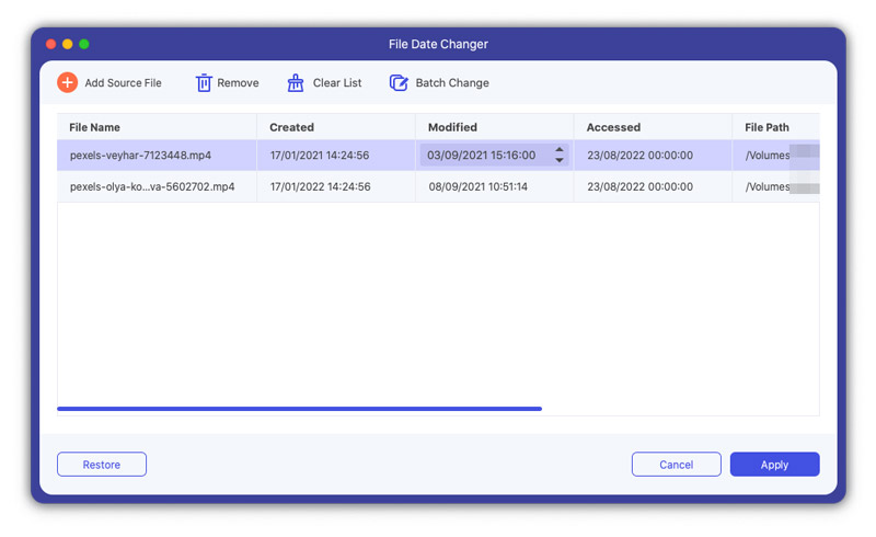 Modifica data file