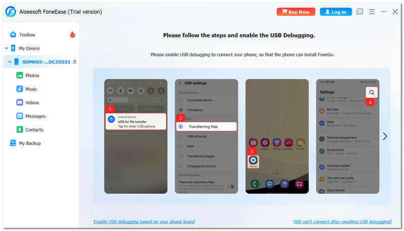 Enable USB Debugging