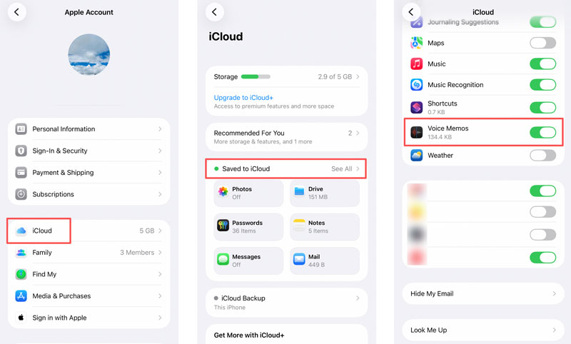 Enable Voice Memos In Icloud On Iphone