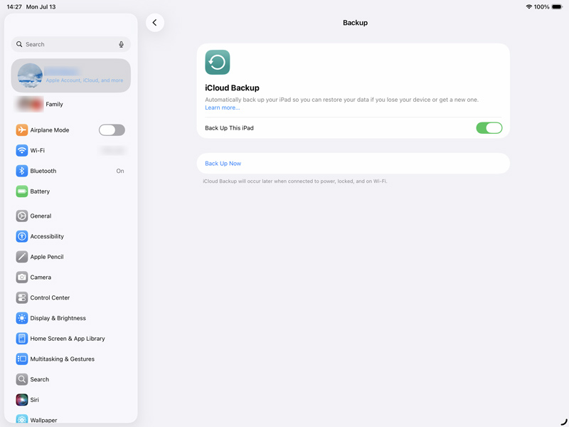 iPad Icloud Backup This iPad Now