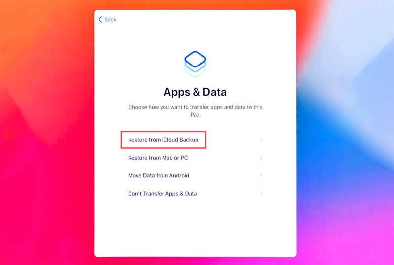 New iPad Setup Restore From Icloud Backup