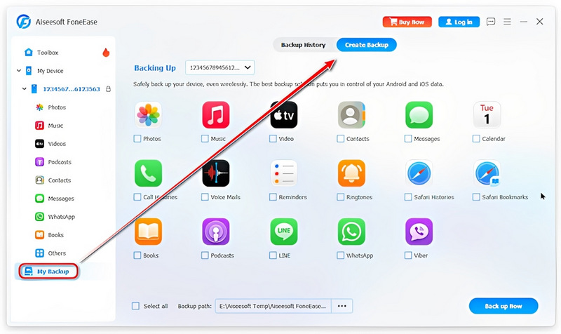 Select Create Backup