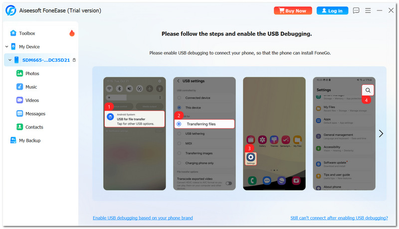 Connect USB or OTG to Android