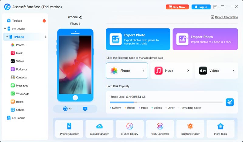 Connect iPhone 6 To Foneease Choose Photos