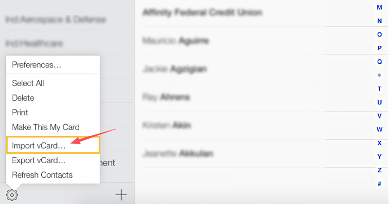 iCloud Contacts Import Vcard