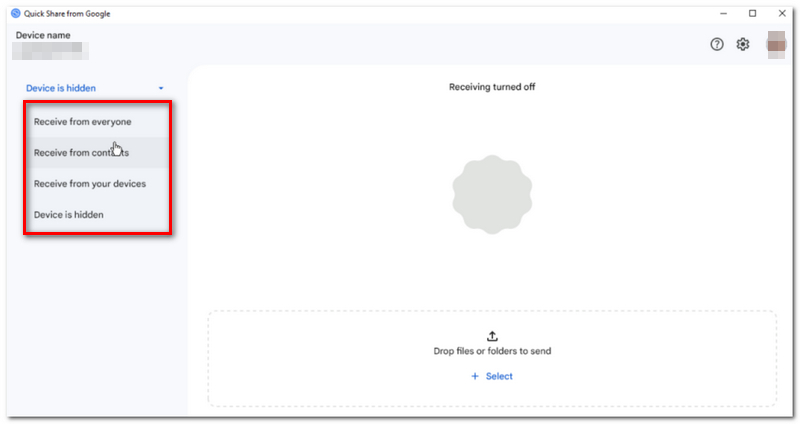 Choose Visibility Setting