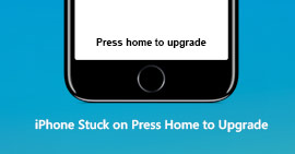 iPhone sidder fast på Press Home for at opgradere