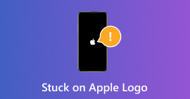 Fastnat på Apple-logotypen