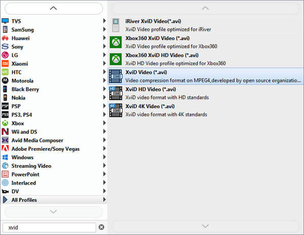 Select the output format