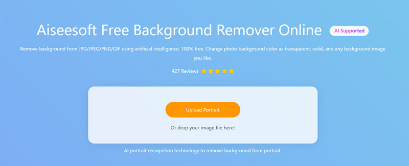 Otevřete online stránku Aiseesoft Free Backgropund Remover