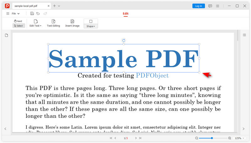 Change Size of PDF Text