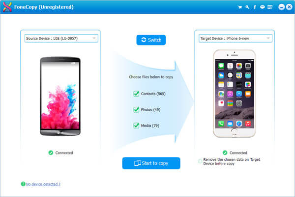 Connect LG G3 and iPhone 6 to FoneCopy