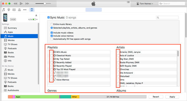 Синхронизируйте музыку iPod с iTunes