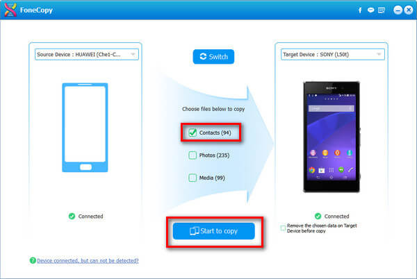 Draag Android-contacten over