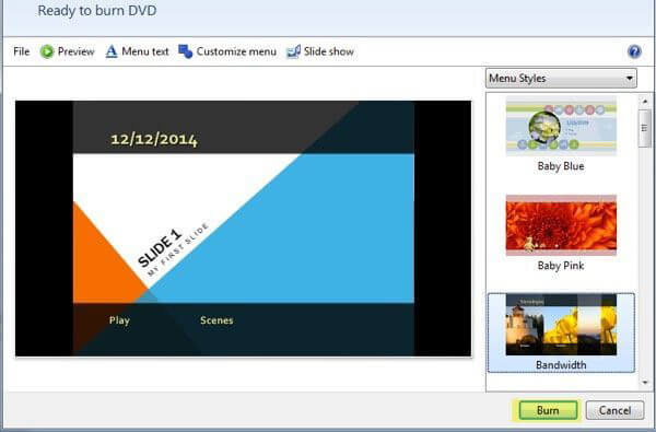 Brand PowerPoint op dvd met Windows DVD Maker