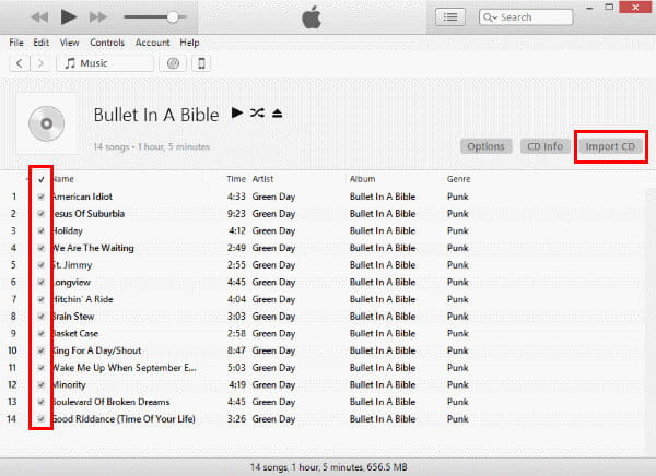 Импортировать CD в iTunes