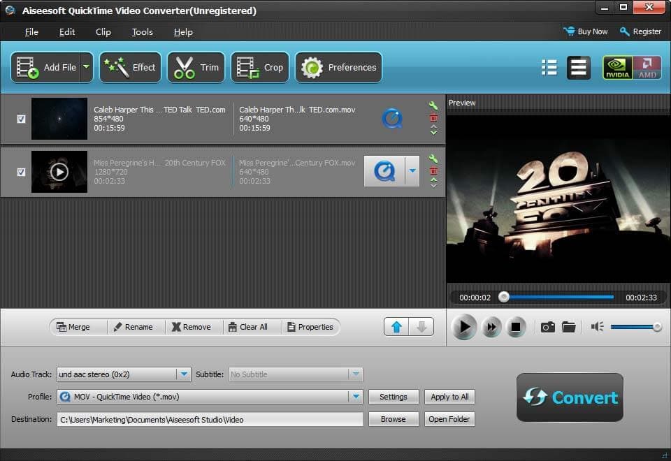 Aiseesoft QuickTime Video Converter screenshot