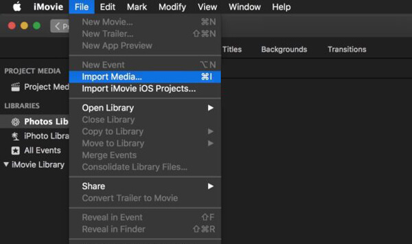 iMovie Importa media