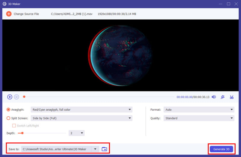 Aiseesoft Zapisz, aby wygenerować 3D