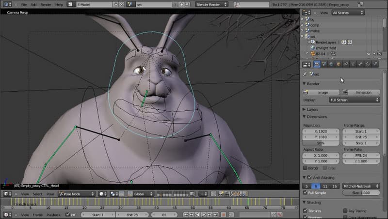 Creatore di video 3D per Blender