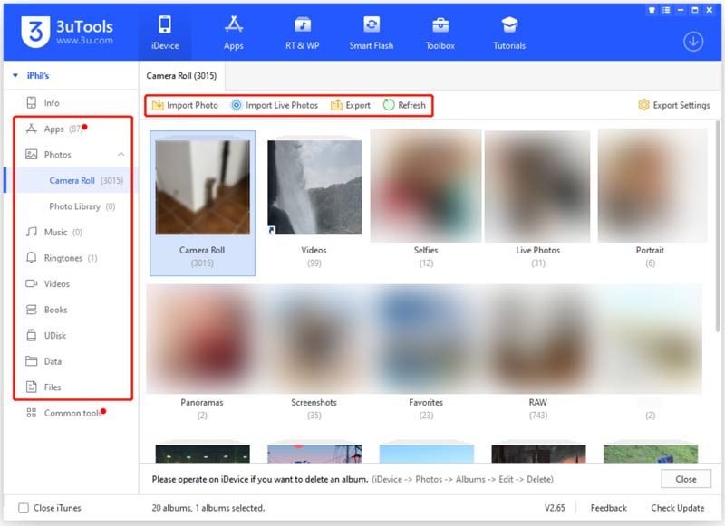 3uTools 管理 iPhone 照片