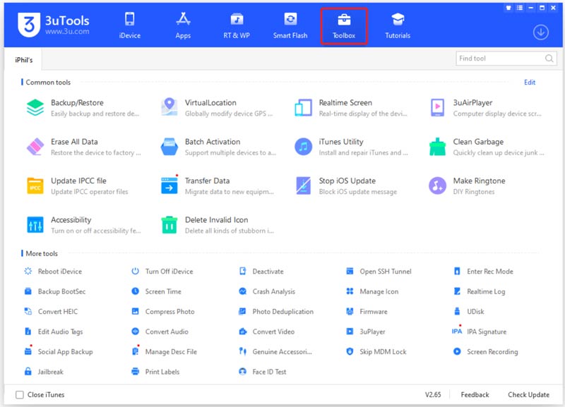 3uTools Araç Kutusu