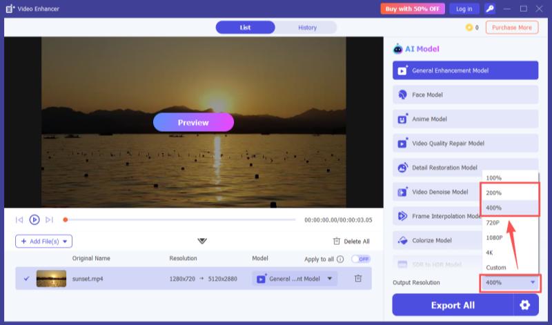 Output  Resolution 200 400