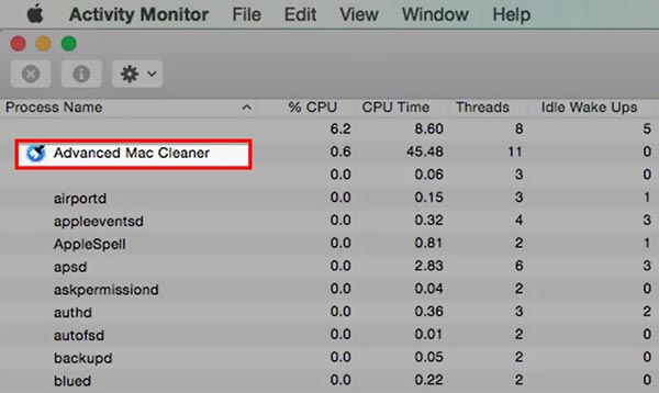 Afslut Advanced Mac Cleaner