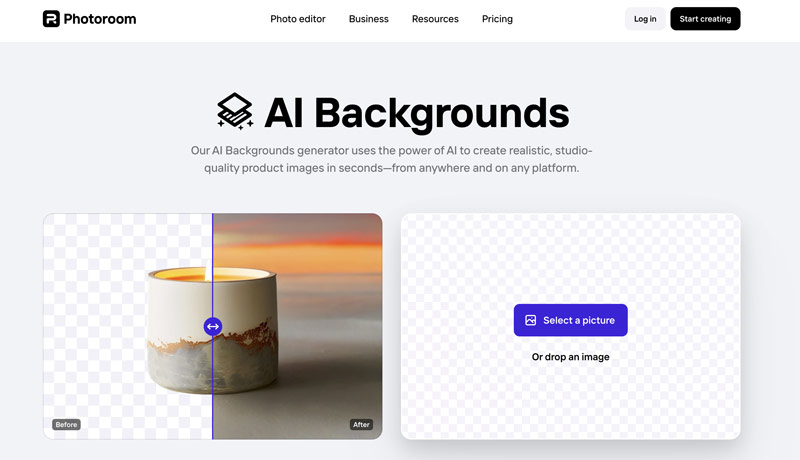 Photoroom del generatore di sfondo AI