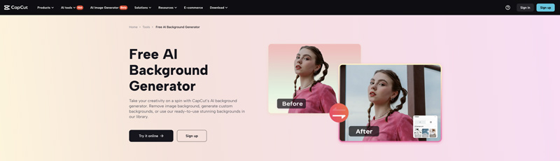 Generatore di sfondo AI gratuito Capcut