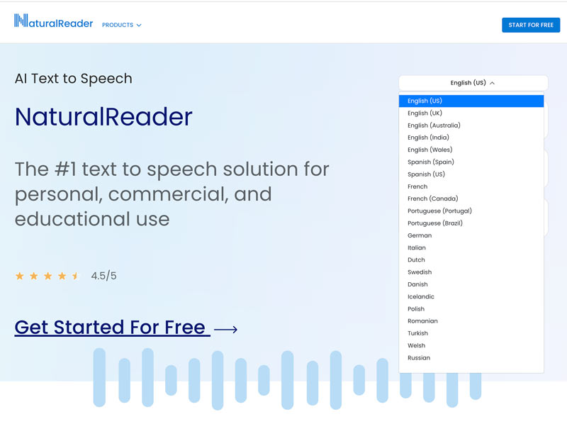 NaturalReader AI tekst til tale