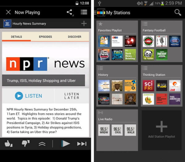 Stitcher-radio voor podcasts