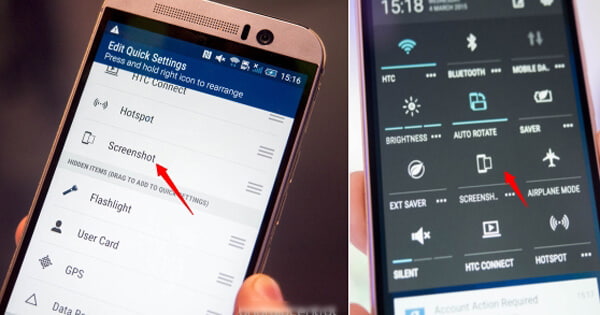 HTC Screenshot Option z Quick Settings