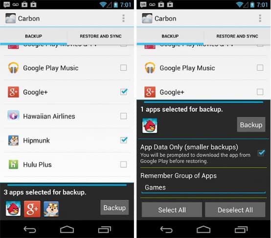 Backup della sincronizzazione dell'app Helium