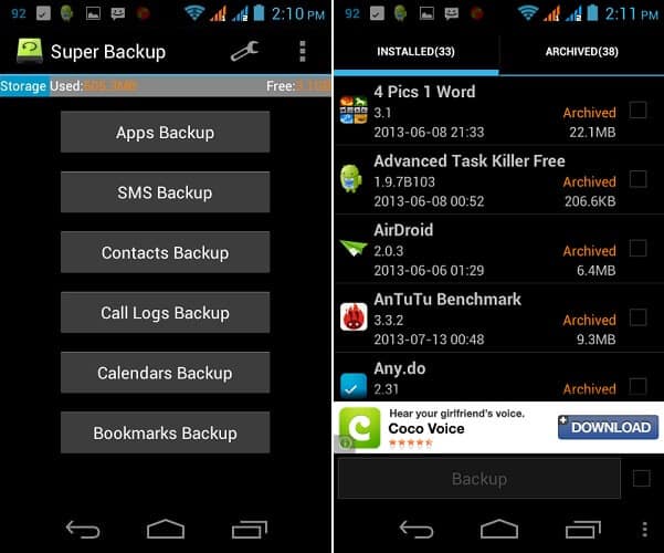 Android app backup and restore apk download