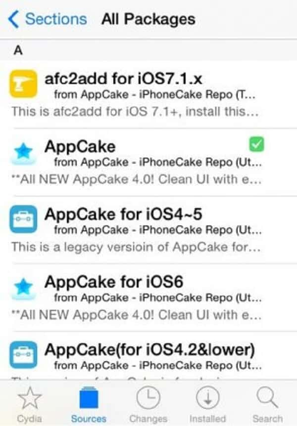 Installeer AppCake