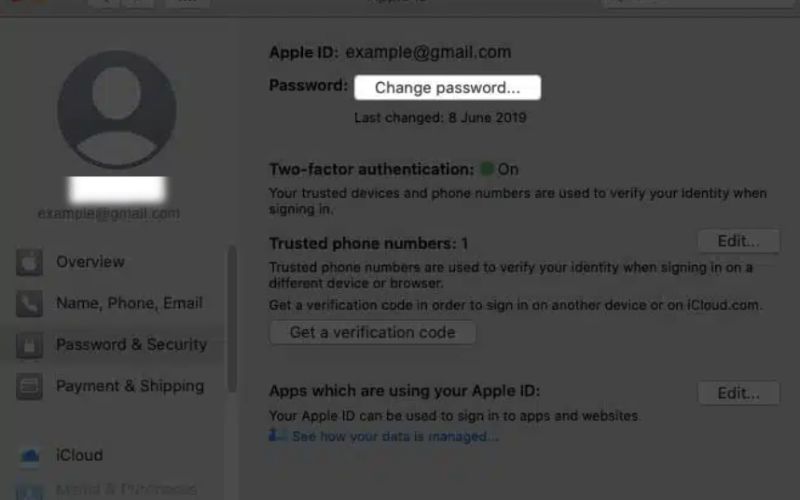 Click Change Password