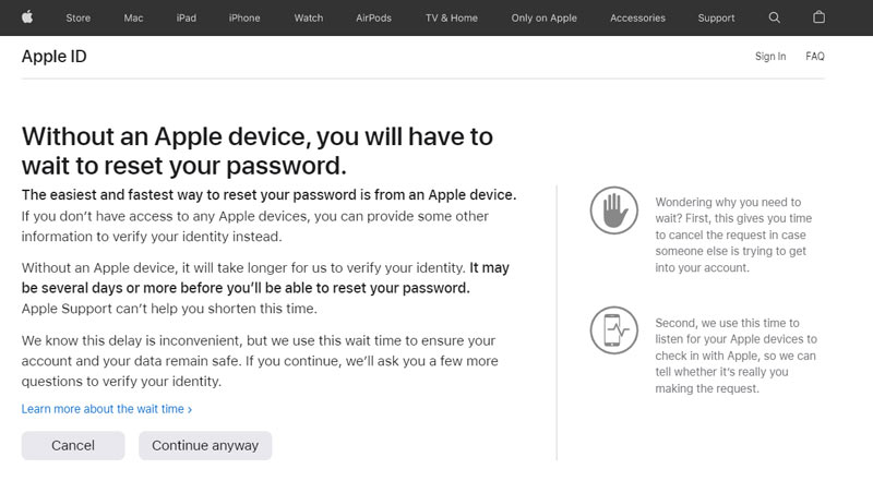 恢复没有电话号码的Apple ID