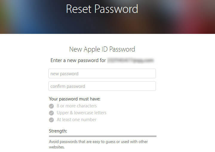 Nulstil Apple ID-adgangskode fra Apple-webstedet