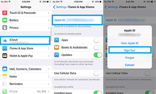 Выйдите из Apple ID с устройства iOS