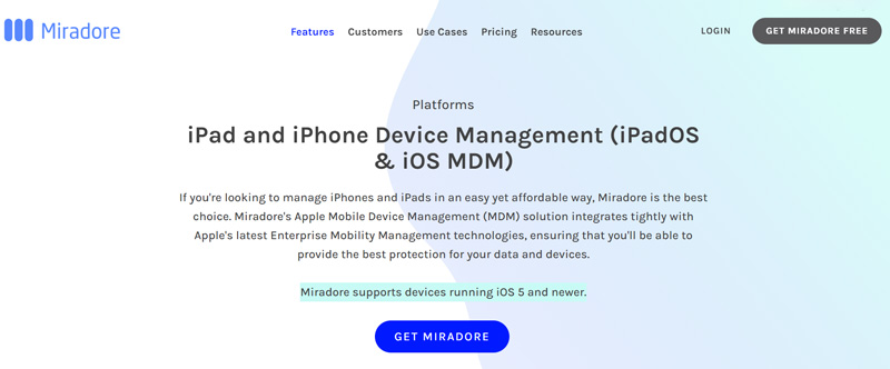 Miradore iOS MDM