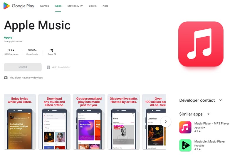 Apple Music for Android letöltés