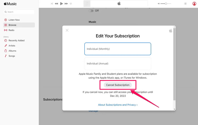 Cancel Apple Music Subscription